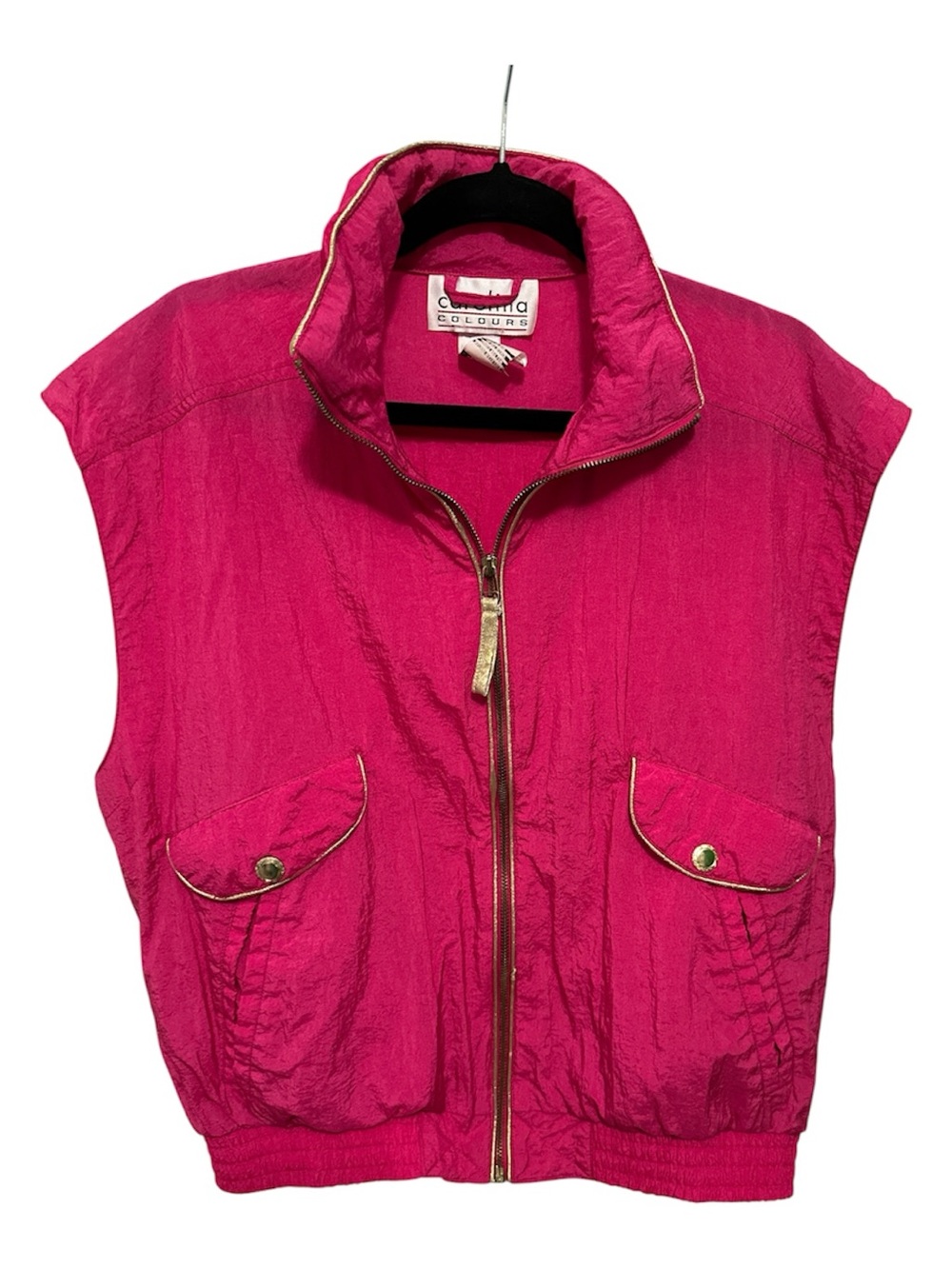 80s Bright Women's Fuchsia Zip-Front Vest by Carolina Colours